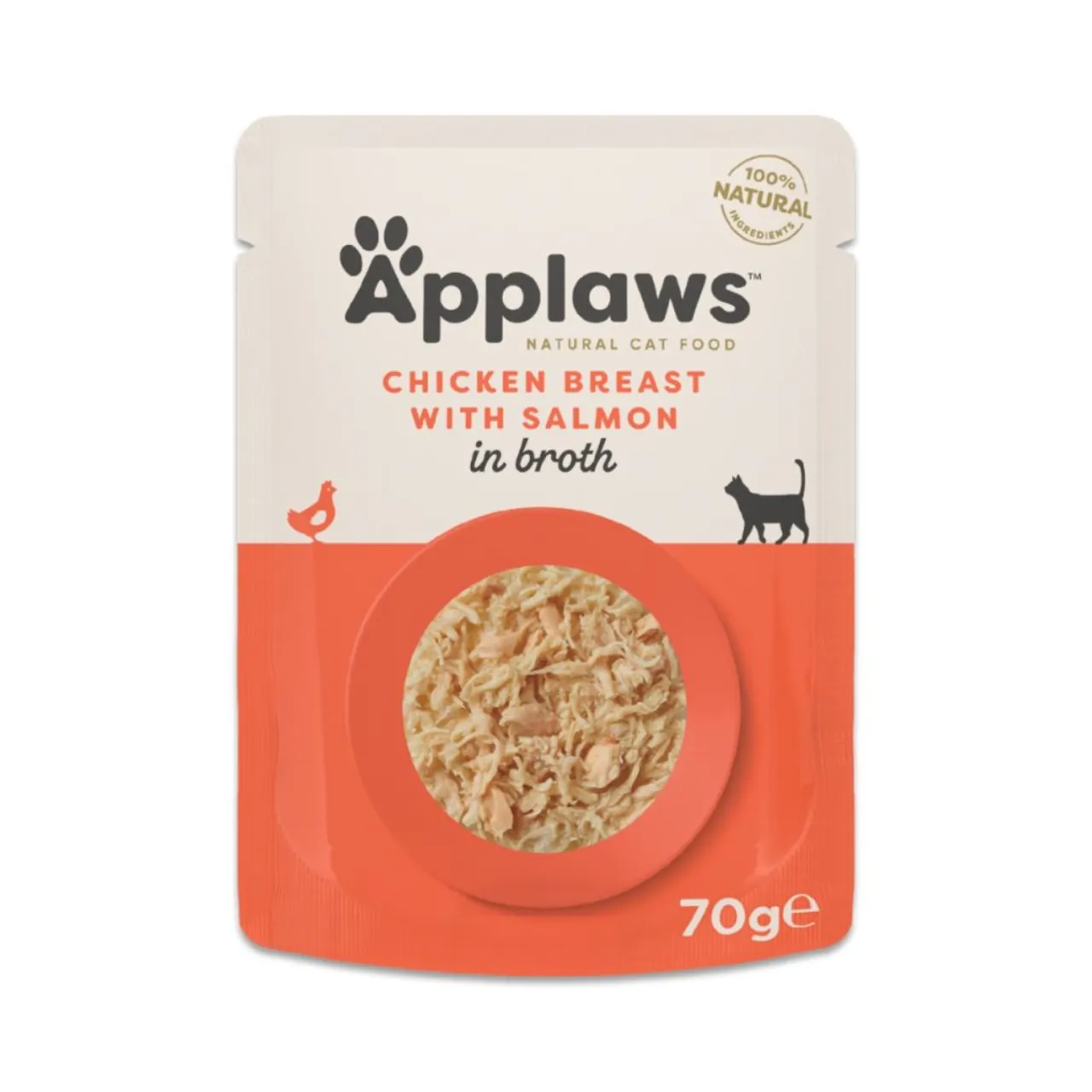 Applaws Kattevådmad kylling og laks i bouillon 70 g pose